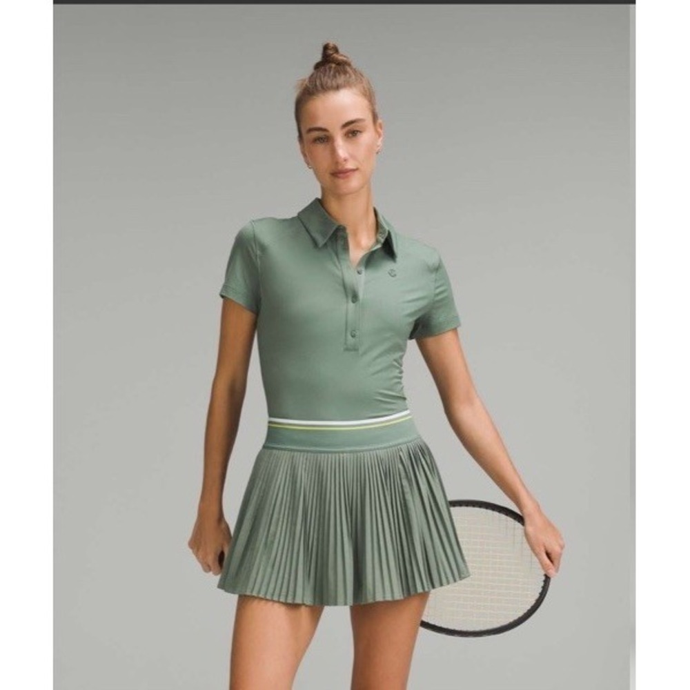 Lululemon Varsity High-Rise Pleated Tennis Skirt Tipping Stripe Green Sz 0 EUC